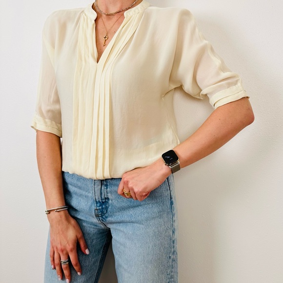 Joie 100% Silk Ivory 3/4 Sleeve Blouse - Picture 4 of 8